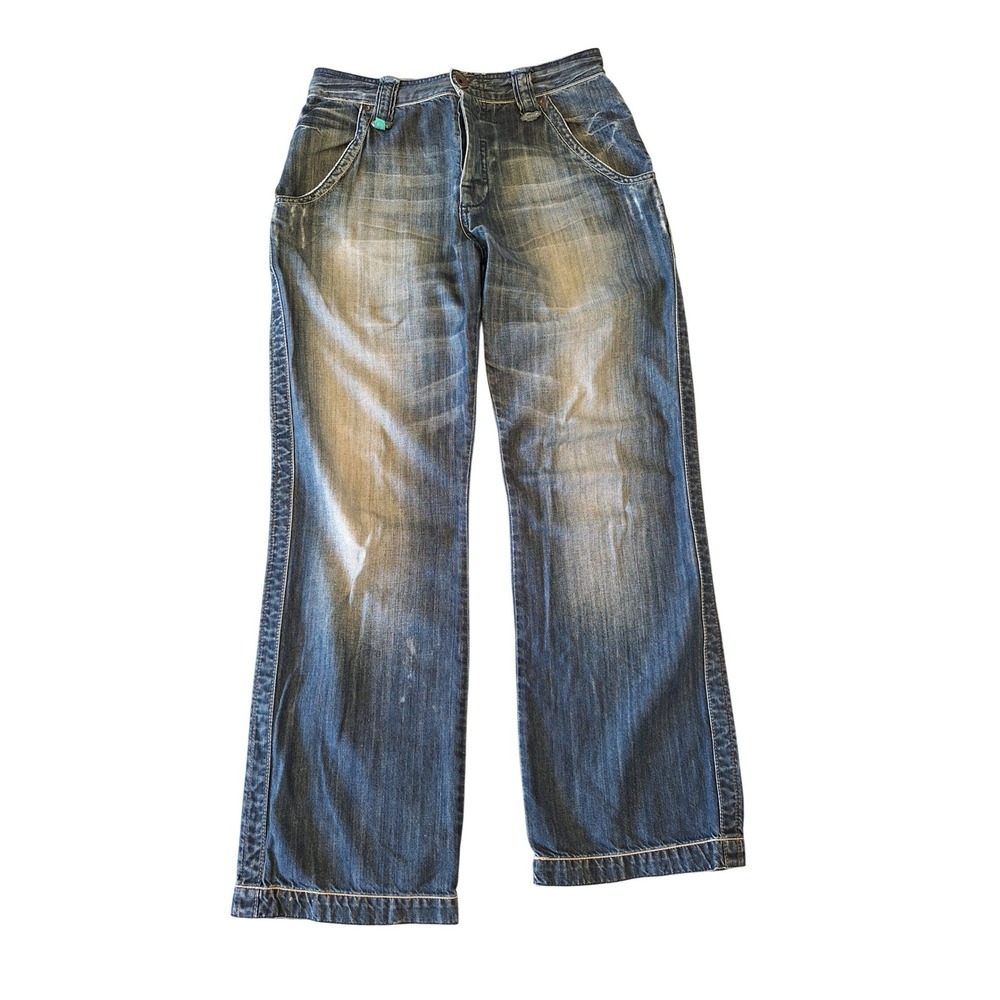 Big Star Mens Relaxed Wide Leg Jeans Medium Wash Distressed Y2K Baggy 34x31